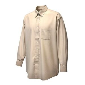 Roundtree & Yorke Tan Striped Button Down Shirt Size 16.5 34